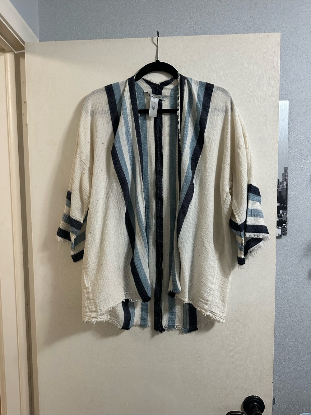 Michael Stars Cream, Light Blue & Navy Striped Open Wrap